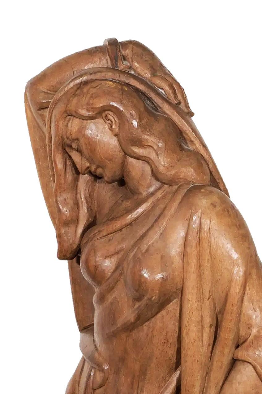 Metà XX secolo Scultura modernista in legno di una donna con gatto, attribuita ad Albert Wein, ca. 1940s in vendita