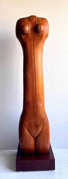Modernist Wood Sculpture of Female Nude, Circa 1950