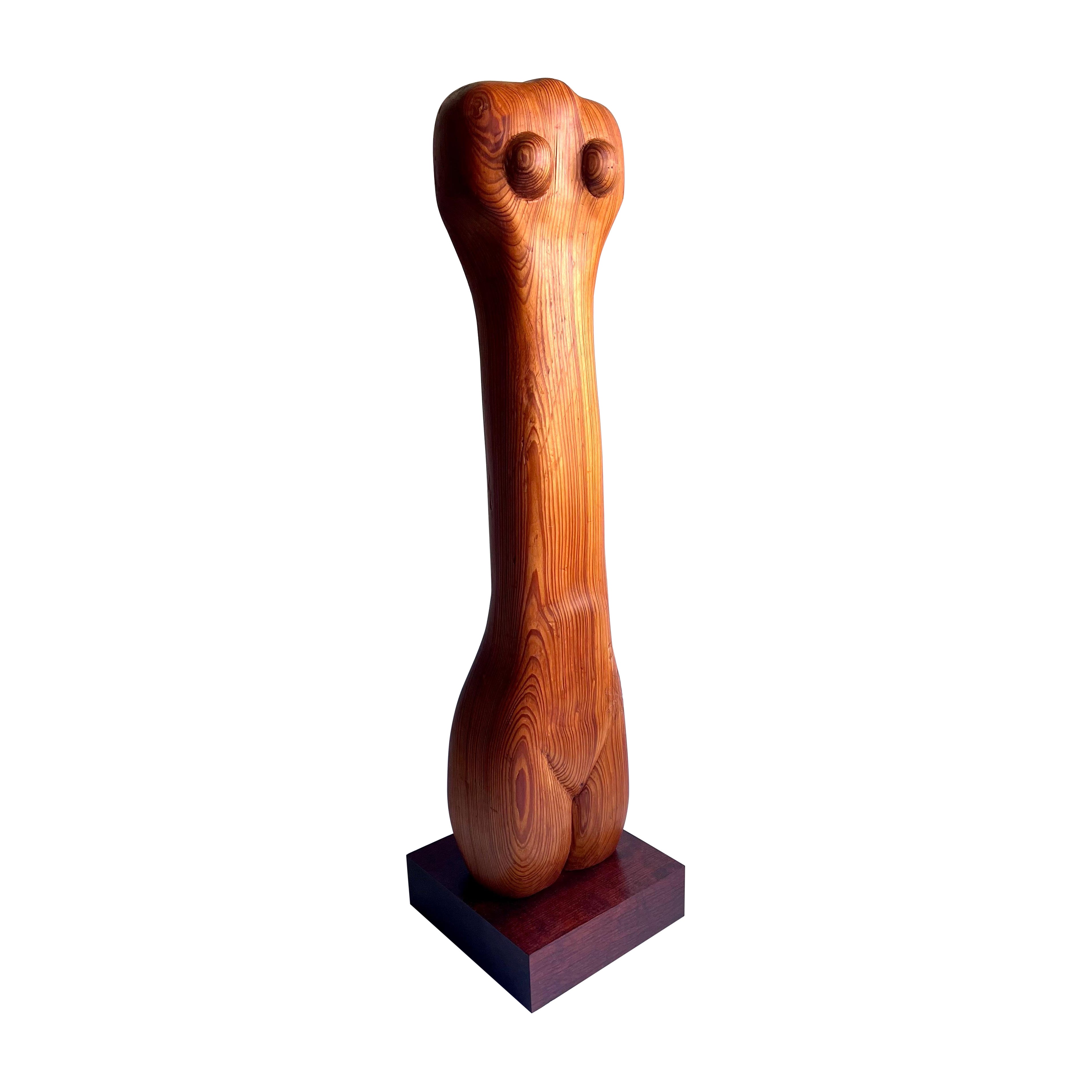 Modernist Wood Sculpture of Female Nude, Circa 1950