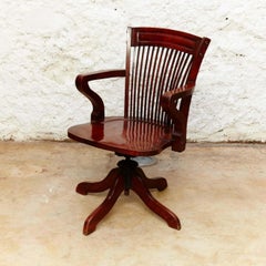 Modernist Wood Swivel Chair from Barcelona, circa 1940