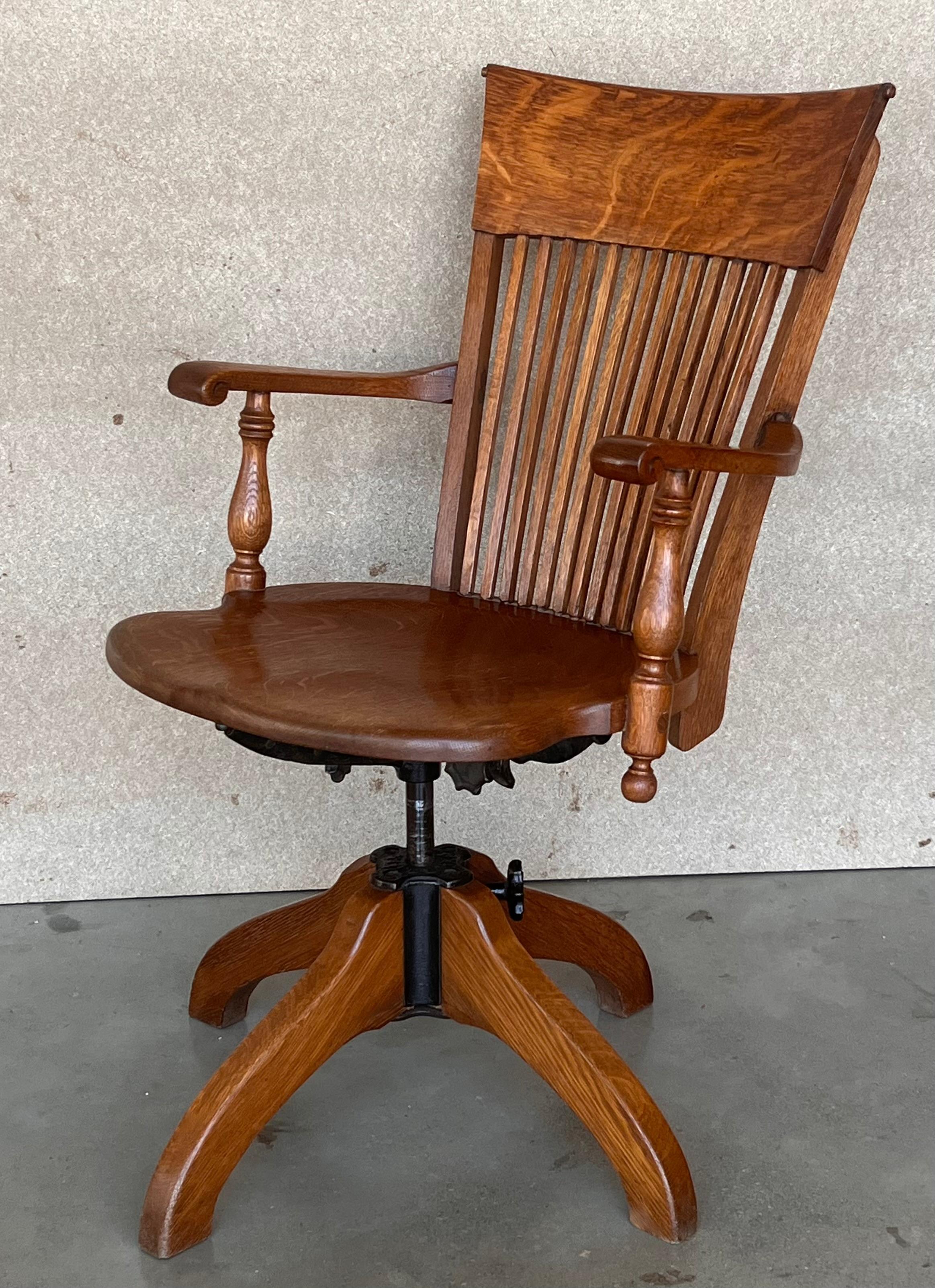 Iron Modernist Wood Swivel Chair from Barcelona, circa 1940