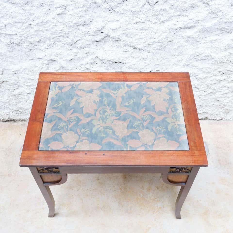 Modernist Wood Table with Upholstered Top For Sale 3