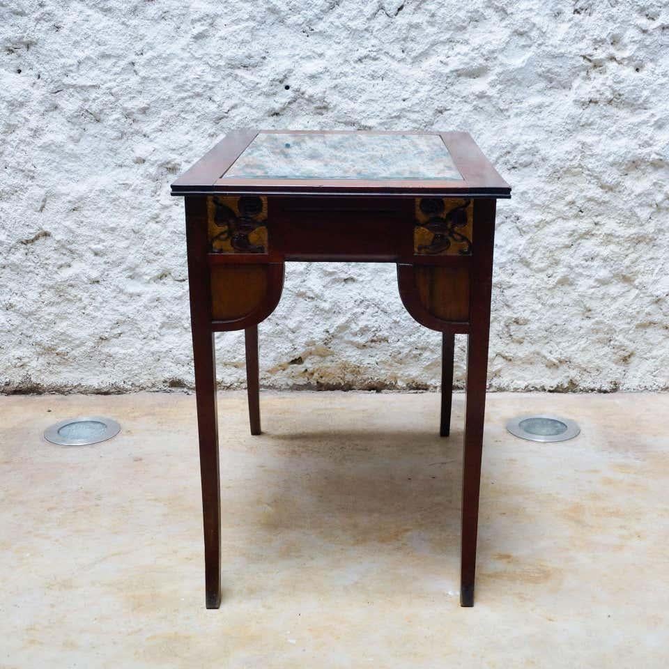 Modernist Wood Table with Upholstered Top For Sale 9