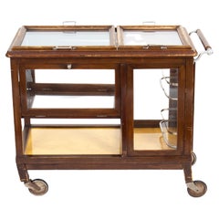 Art Deco Wooden Bar Cart with Tray, 1940s