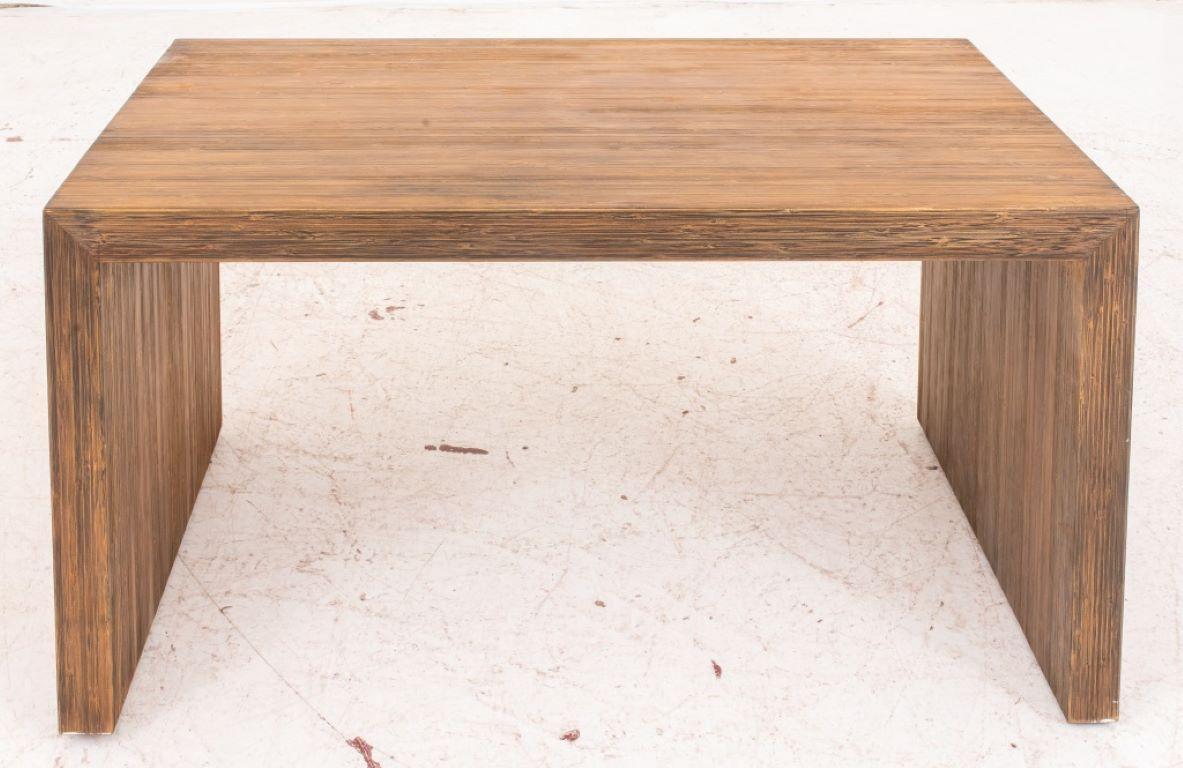 Modernist wooden waterfall side table, rectangular with heavily grained ash construction. 

Dealer: S138XX