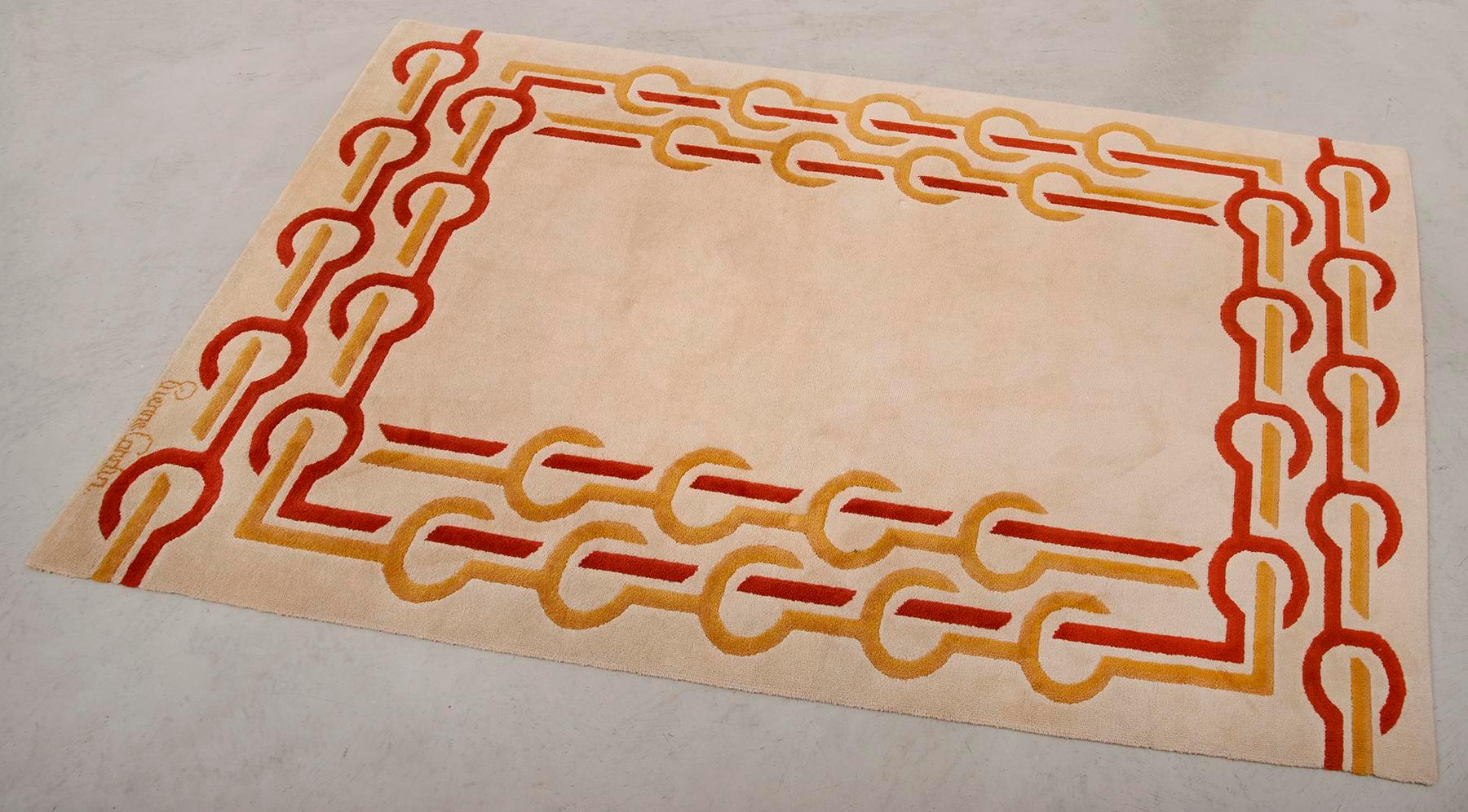 Modernist Wool Rug by Pierre Cardin in Cream, Denmark, 1970s 5