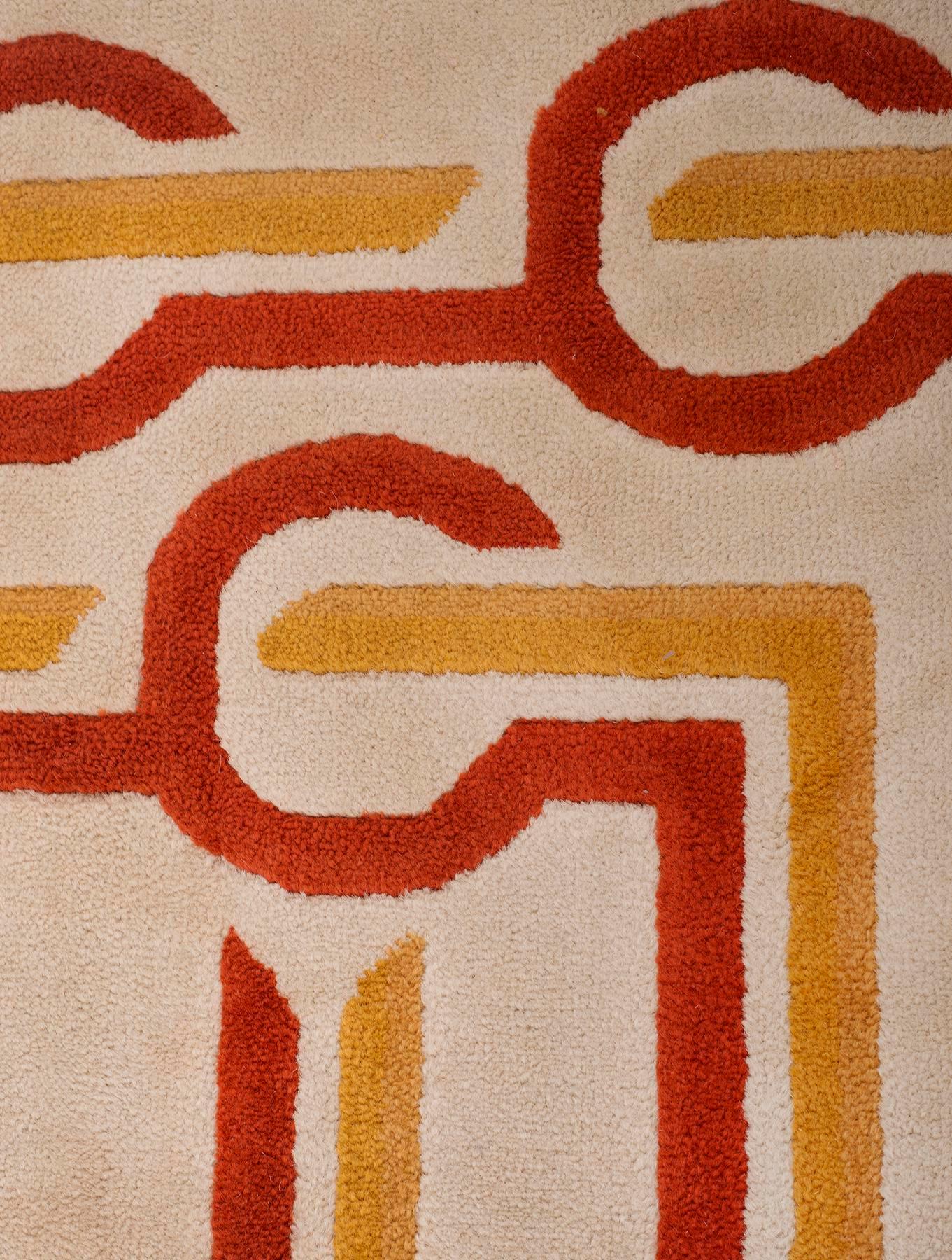 Modernist Wool Rug by Pierre Cardin in Cream, Denmark, 1970s 2