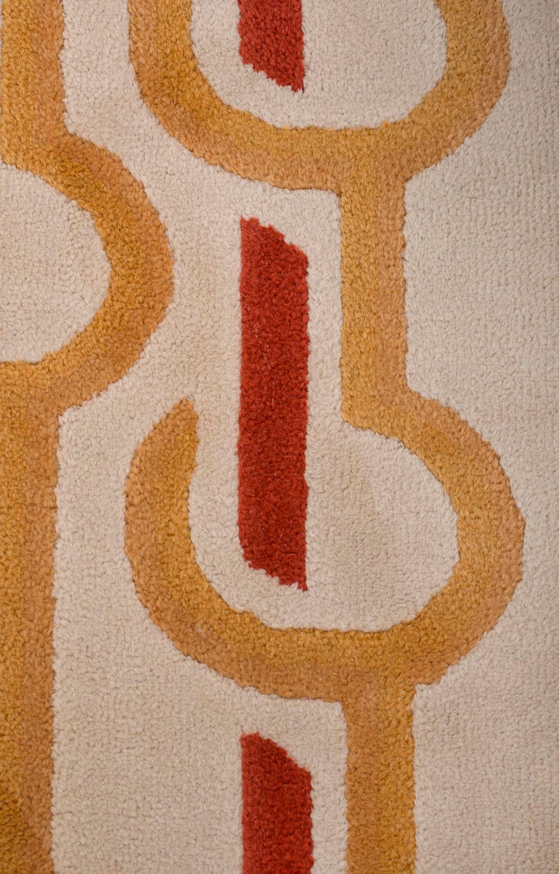 Modernist Wool Rug by Pierre Cardin in Cream, Denmark, 1970s 3