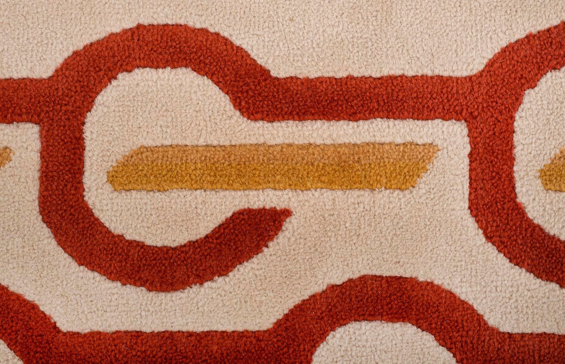 Modernist Wool Rug by Pierre Cardin in Cream, Denmark, 1970s 4