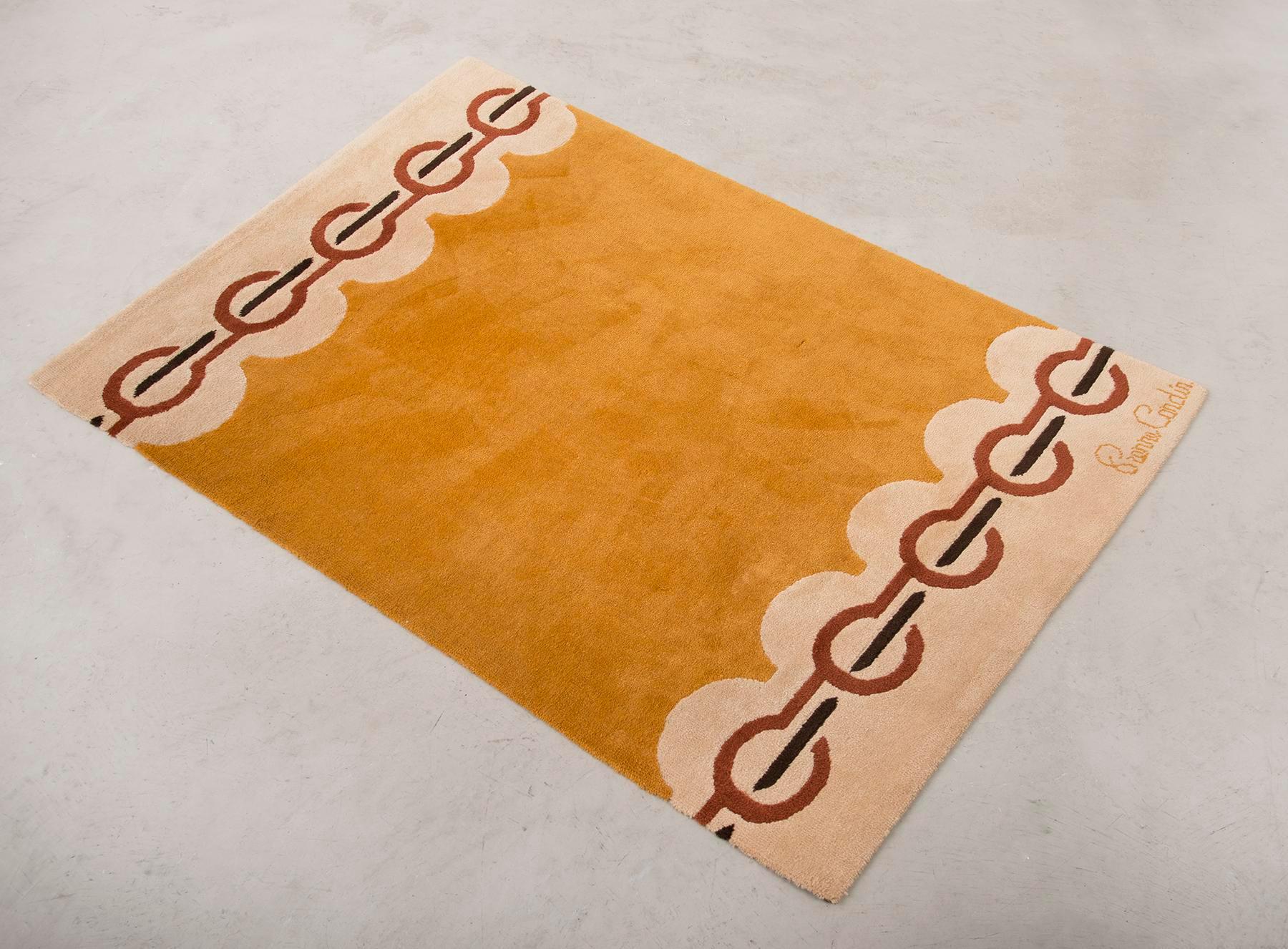 Mid-Century Modern Modernist Wool Rug by Pierre Cardin in Golden Yellow, Denmark, 1960s