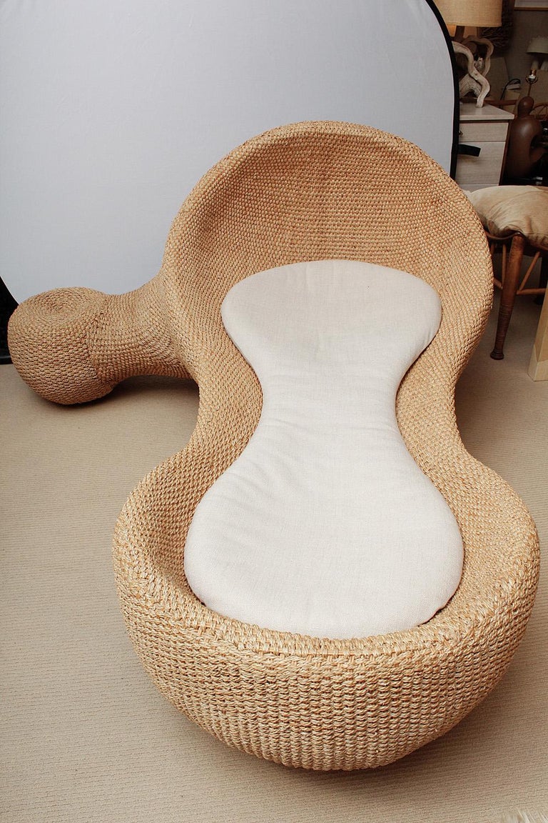 Modernist Woven Wicker and Rope Chaise Lounge For Sale at ...