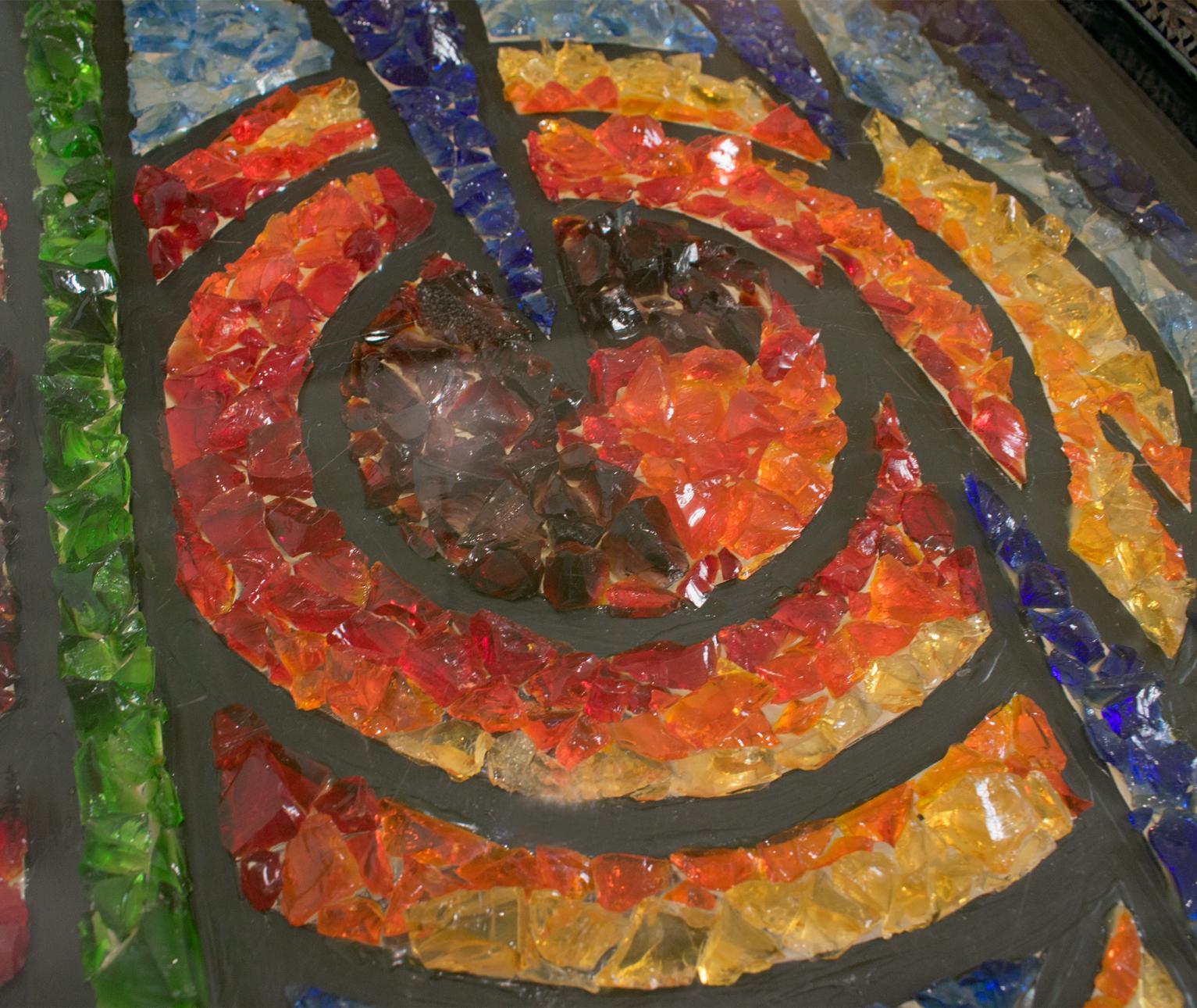 Modernist Wrought Iron and Glass Mosaic Coffee Side Table, circa 1960 For Sale 2