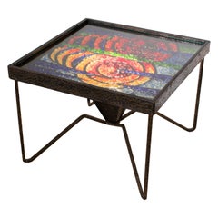 Modernistischer Tisch aus Schmiedeeisen und Mosaik