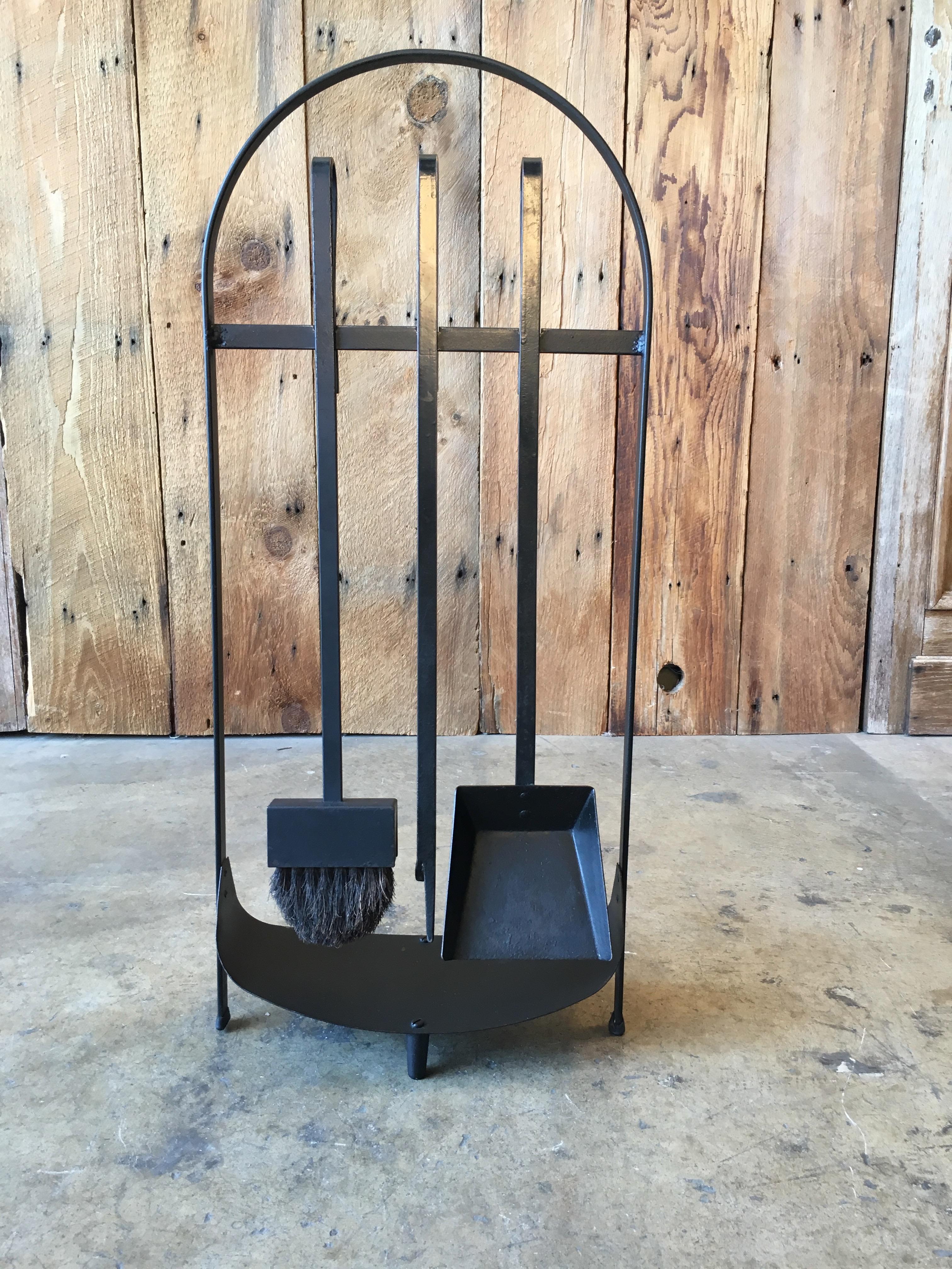 Mid-Century Modern Modernist Wrought Iron Fireplace Tools For Sale