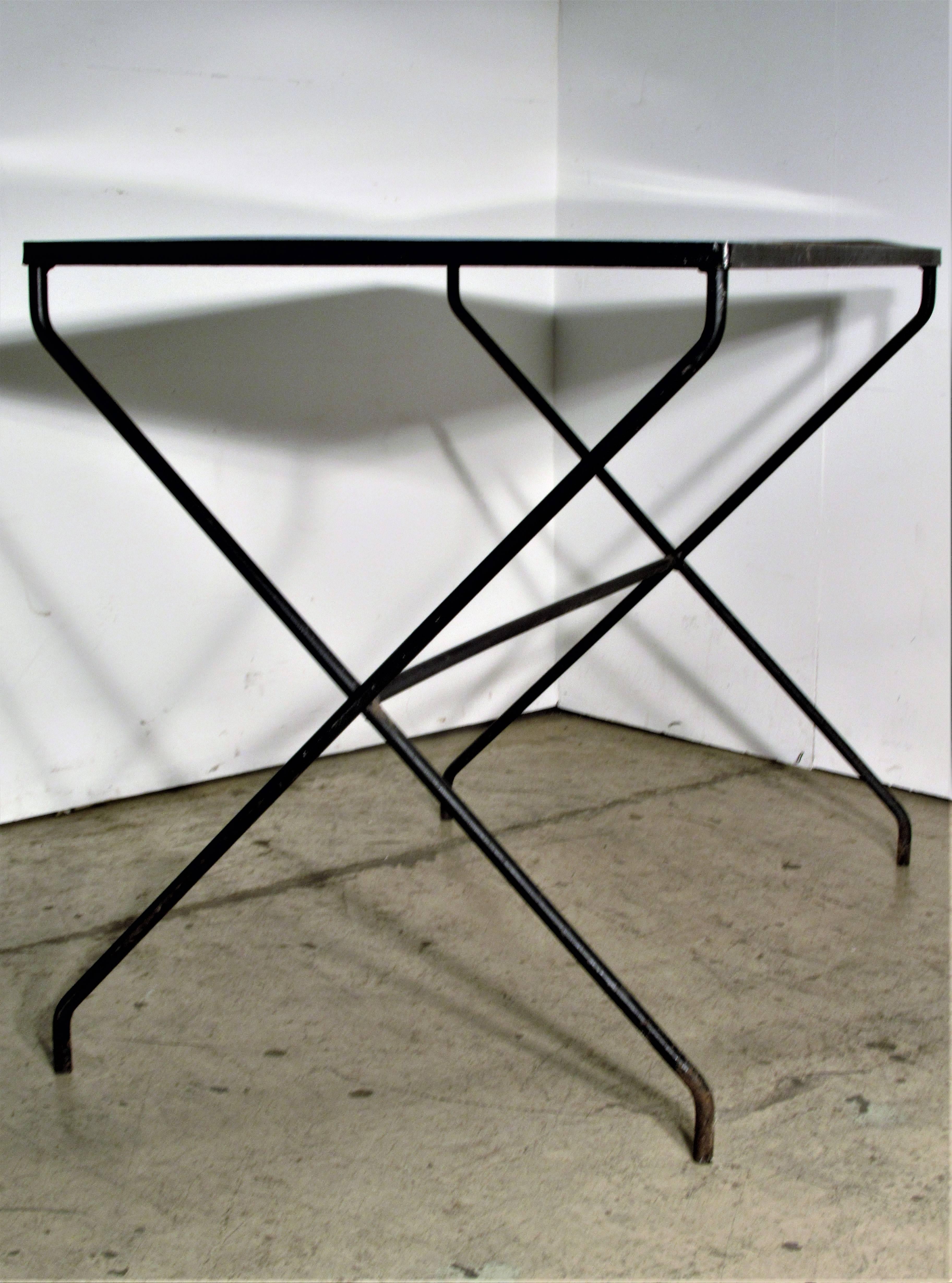 Mid-Century Modern Modernist X Base Iron Table