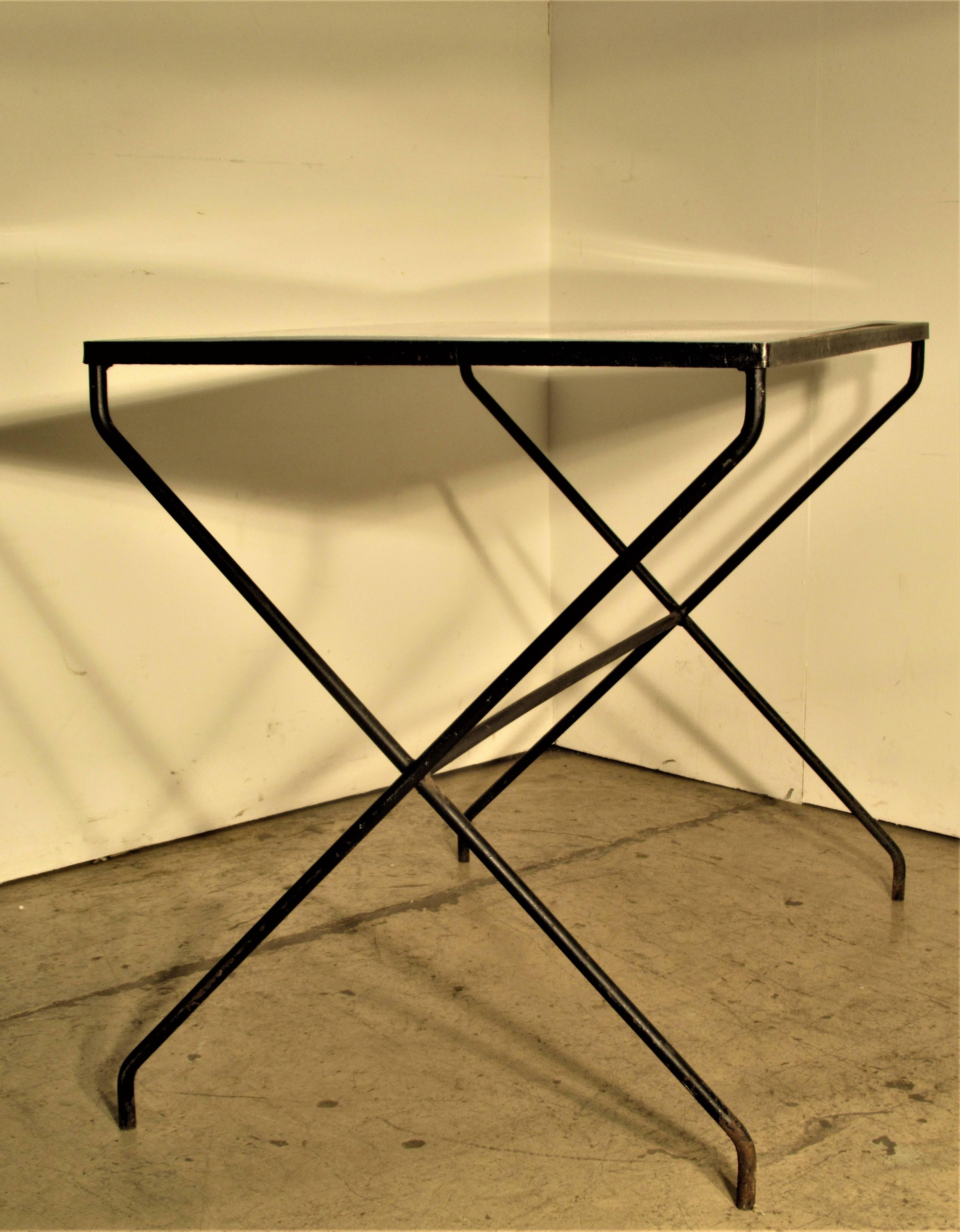 20th Century Modernist X Base Iron Table