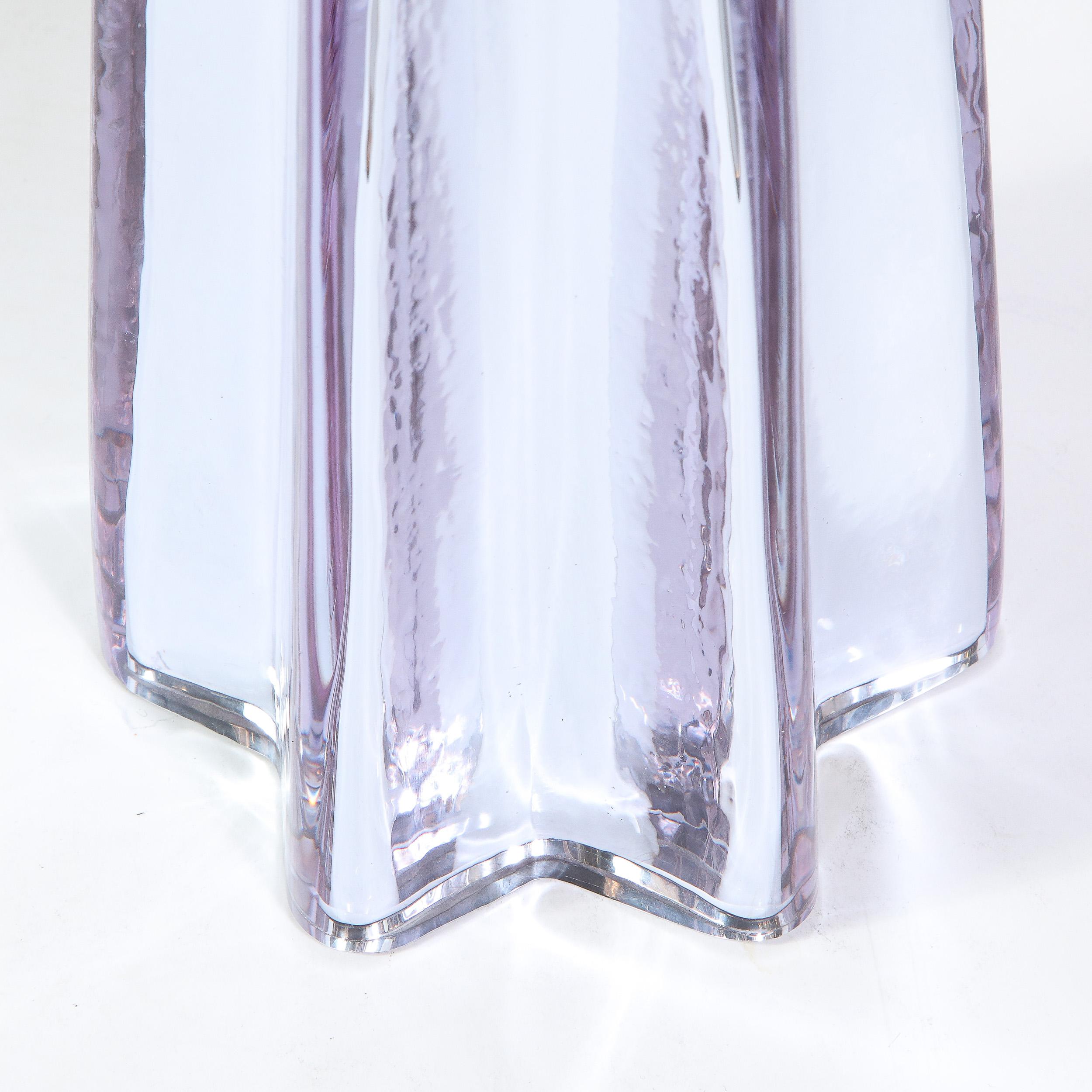 Modernist X-Form Lavender Hand Blown Murano Mercury Glass Table Lamps 9