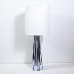 Modernist X-Form Lavender Hand Blown Murano Mercury Glass Table Lamps