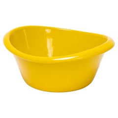 Antique Modernist Yellow Cast Iron Enameled Bowl, Scandinavian