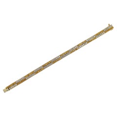 Modernist Yellow Sapphire And Diamond 18k Gold Tennis Bracelet