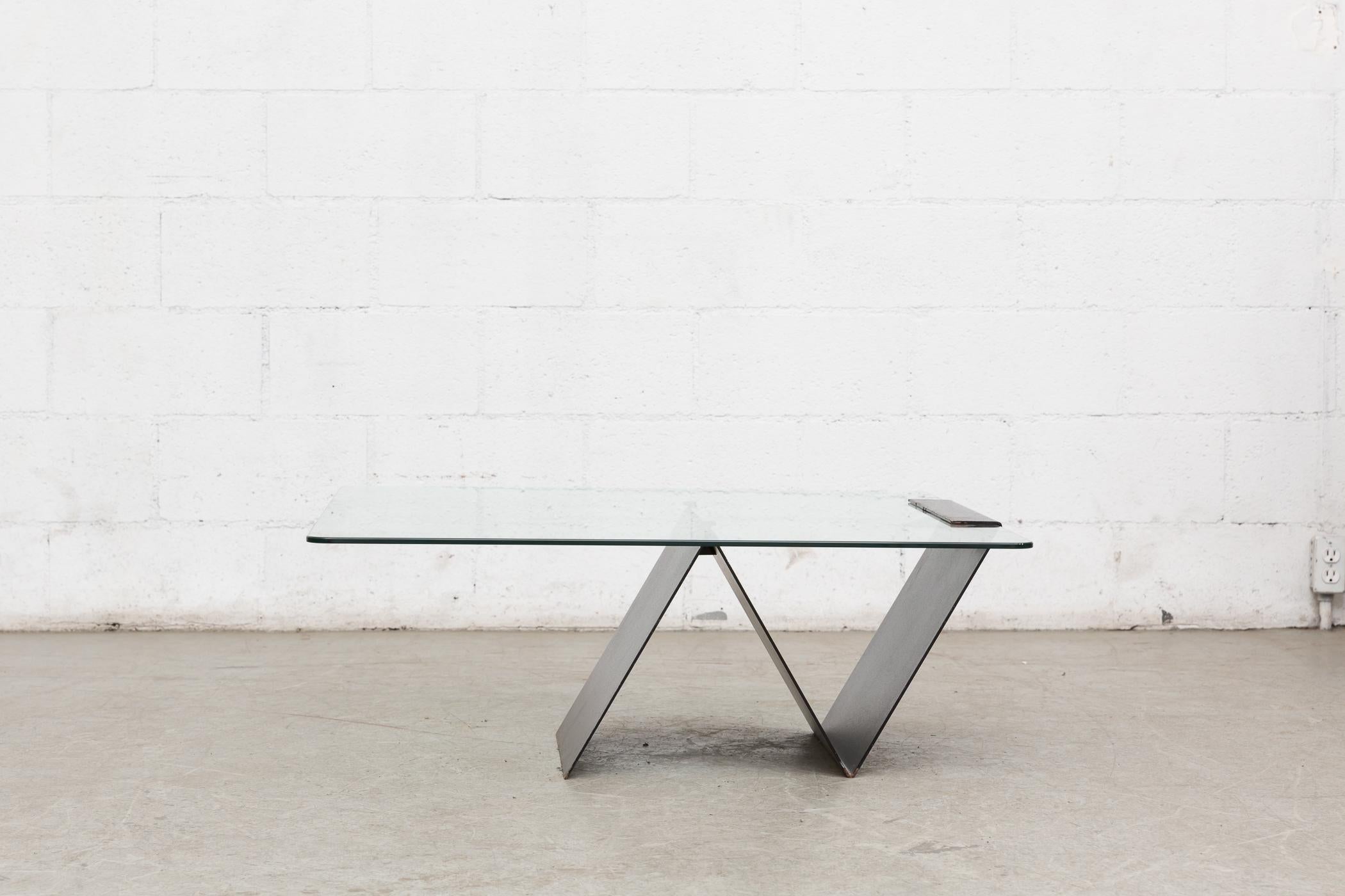 Enameled Modernist Zig-Zag Metal Coffee Table