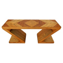 Modernist Zig-Zag Oak Console Sofa Table by Lane