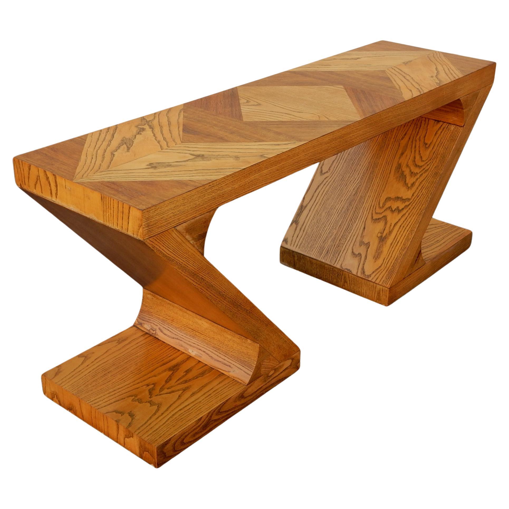 Mid-Century Modern Modernist Zig-Zag Oak Console Sofa Table by Lane For Sale