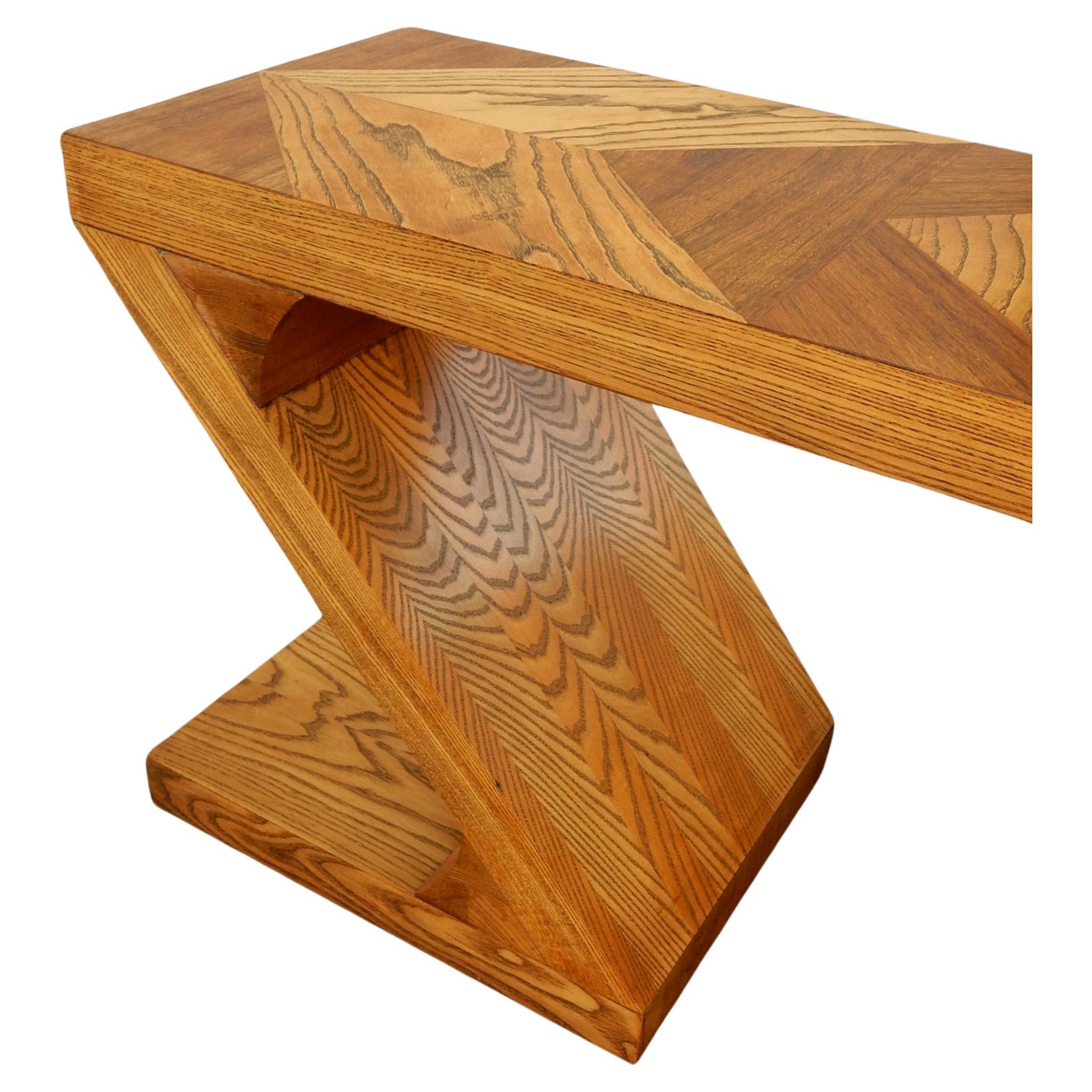 Modernist Zig-Zag Oak Console Sofa Table by Lane In Good Condition For Sale In Las Vegas, NV