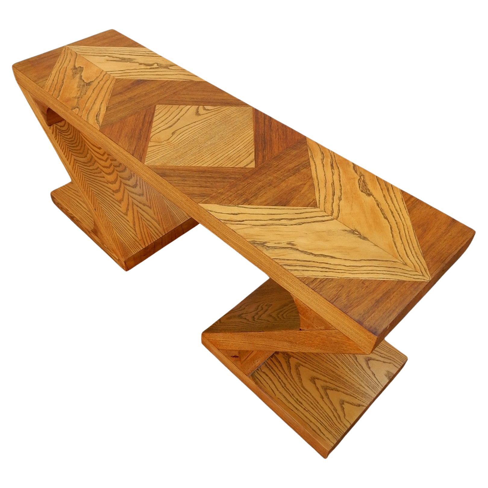 Modernist Zig-Zag Oak Console Sofa Table by Lane For Sale 1