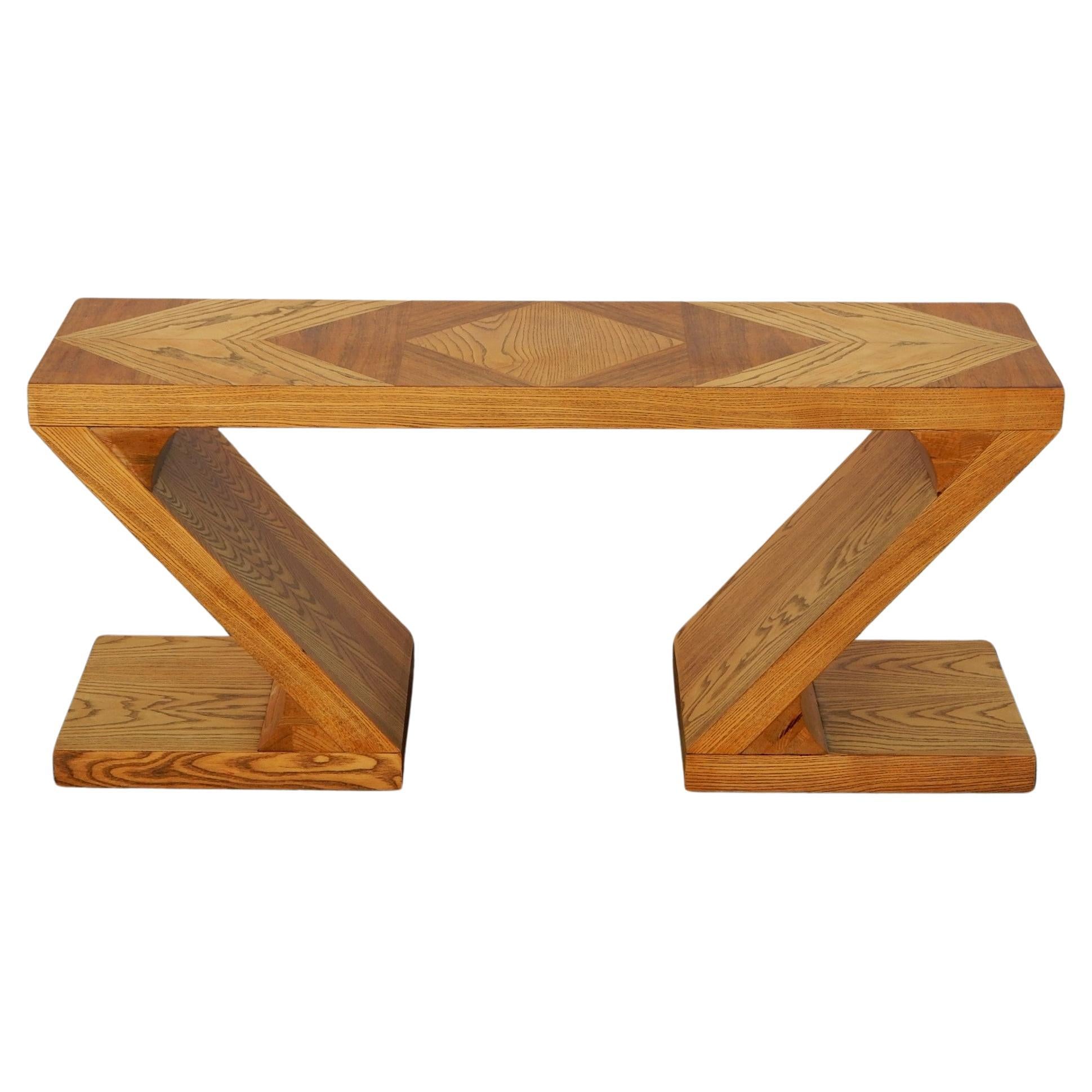 Modernist Zig-Zag Oak Console Sofa Table by Lane For Sale 2