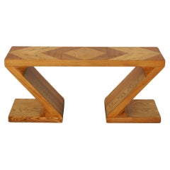 Used Modernist Zig-Zag Oak Console Sofa Table