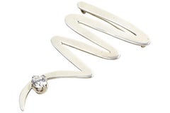 Modernist Zigzag CZ Sterling Silver Brooch