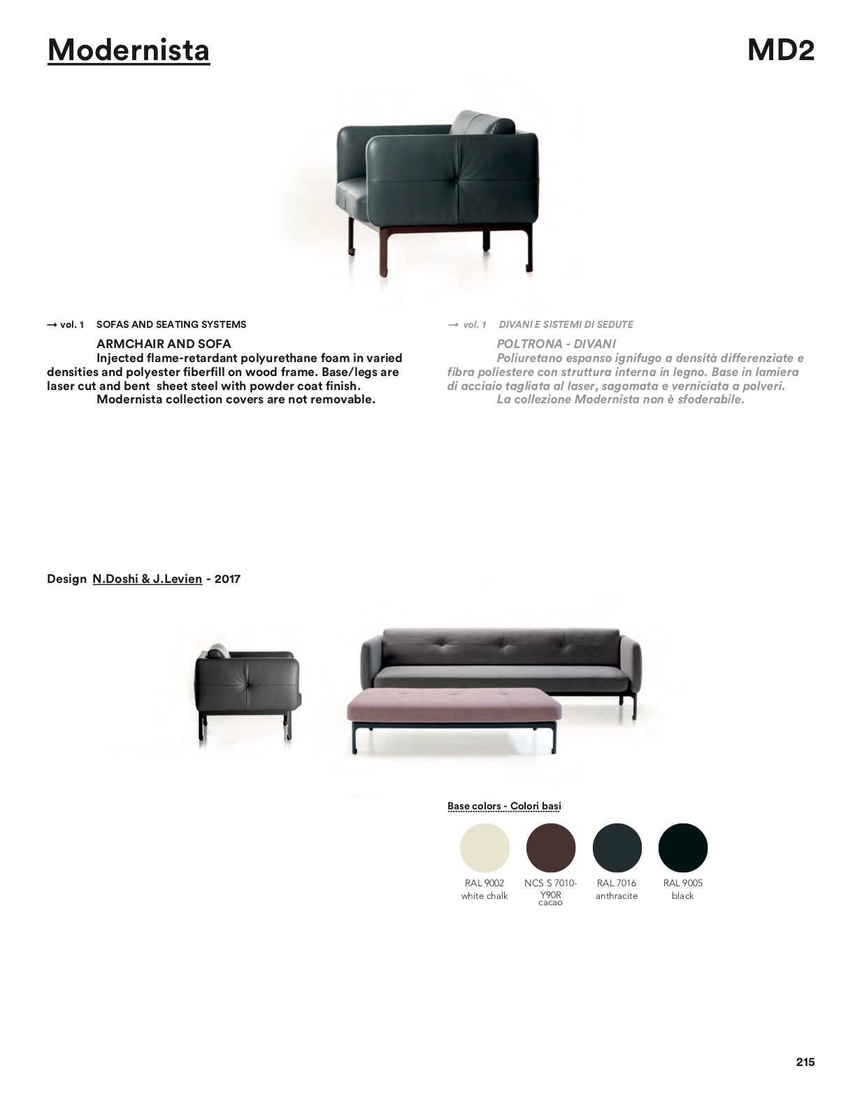 Modernista Sofa, Doshi and Levien in Four Sizes in Fabric or Leather for Moroso For Sale 1