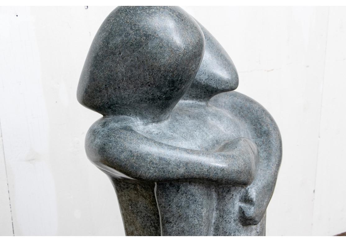 Carved Granite Sculpture of an Embracing Couple For Sale 1