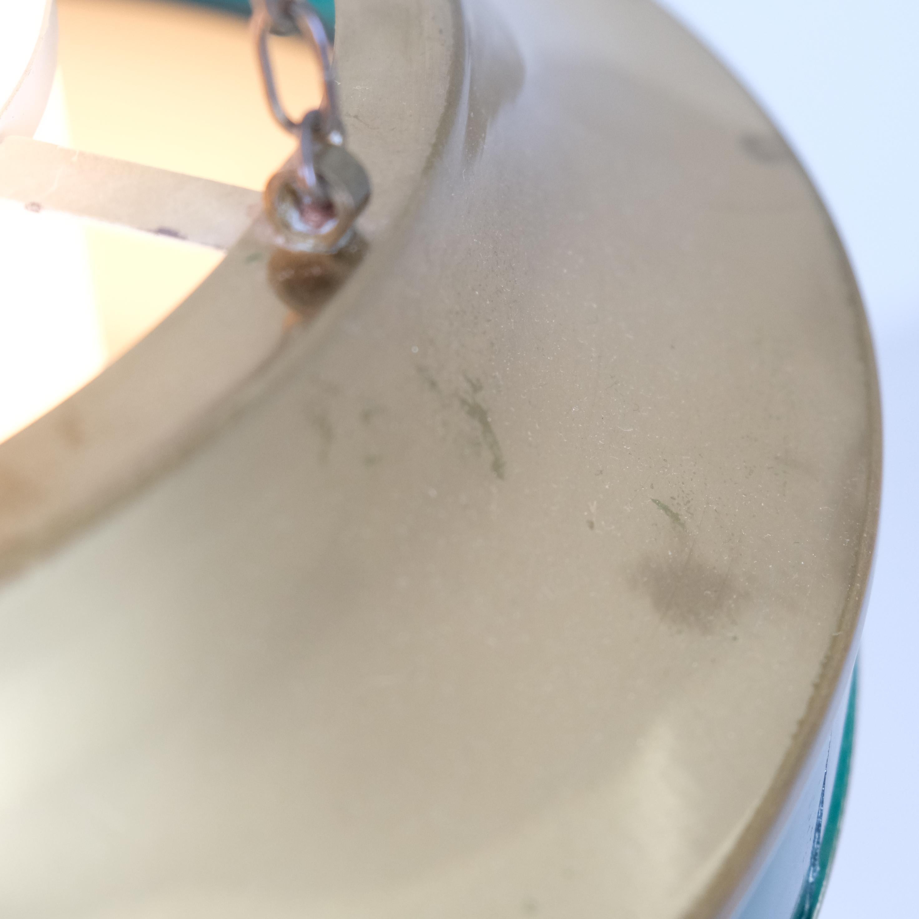 Ottone Ciondolo da soffitto modernista di Kai Ruokonen in ottone, bianco e verde, Finlandia anni '70 in vendita