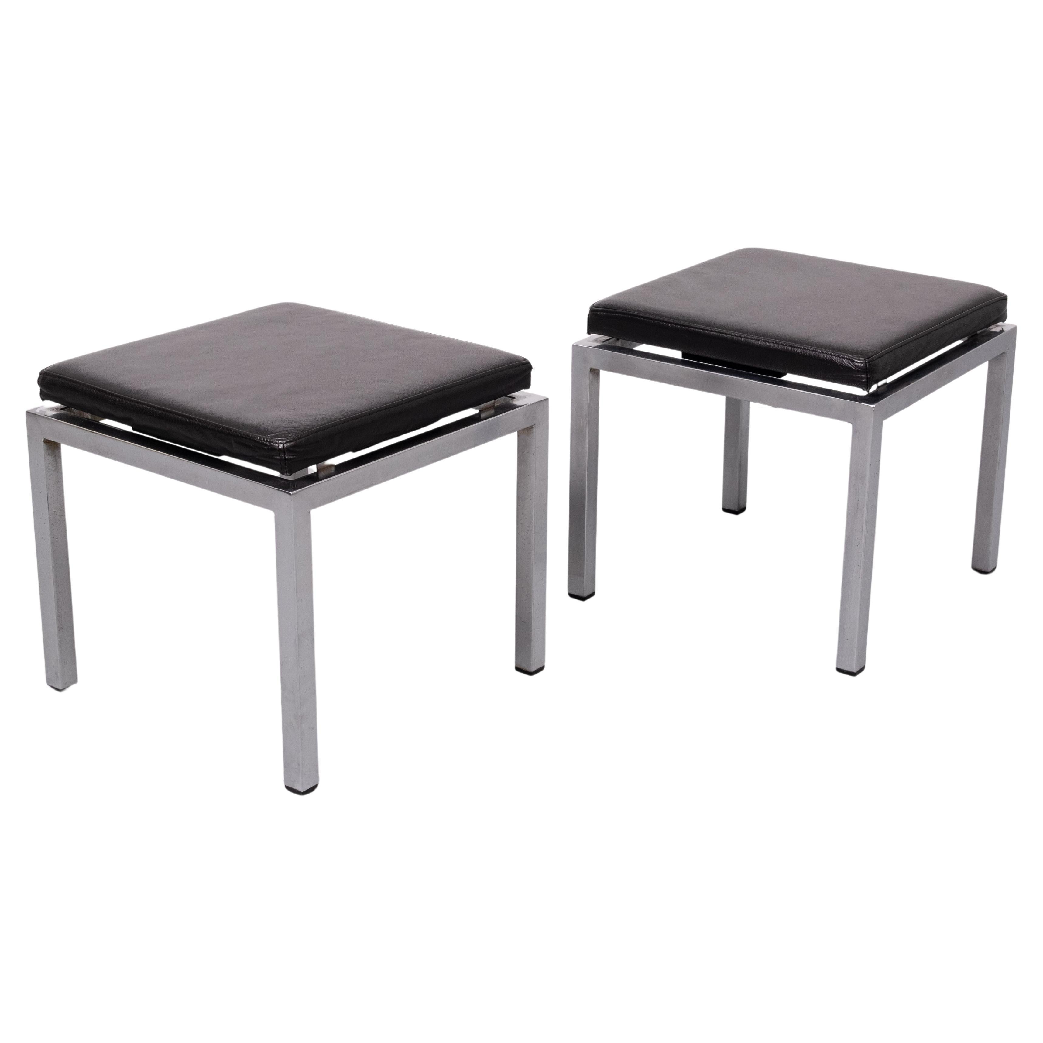 Modernistic Leather stools attrib Jules Wabbes 1960s  For Sale