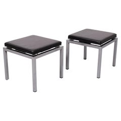 Vintage Modernistic Leather stools attrib Jules Wabbes 1960s 