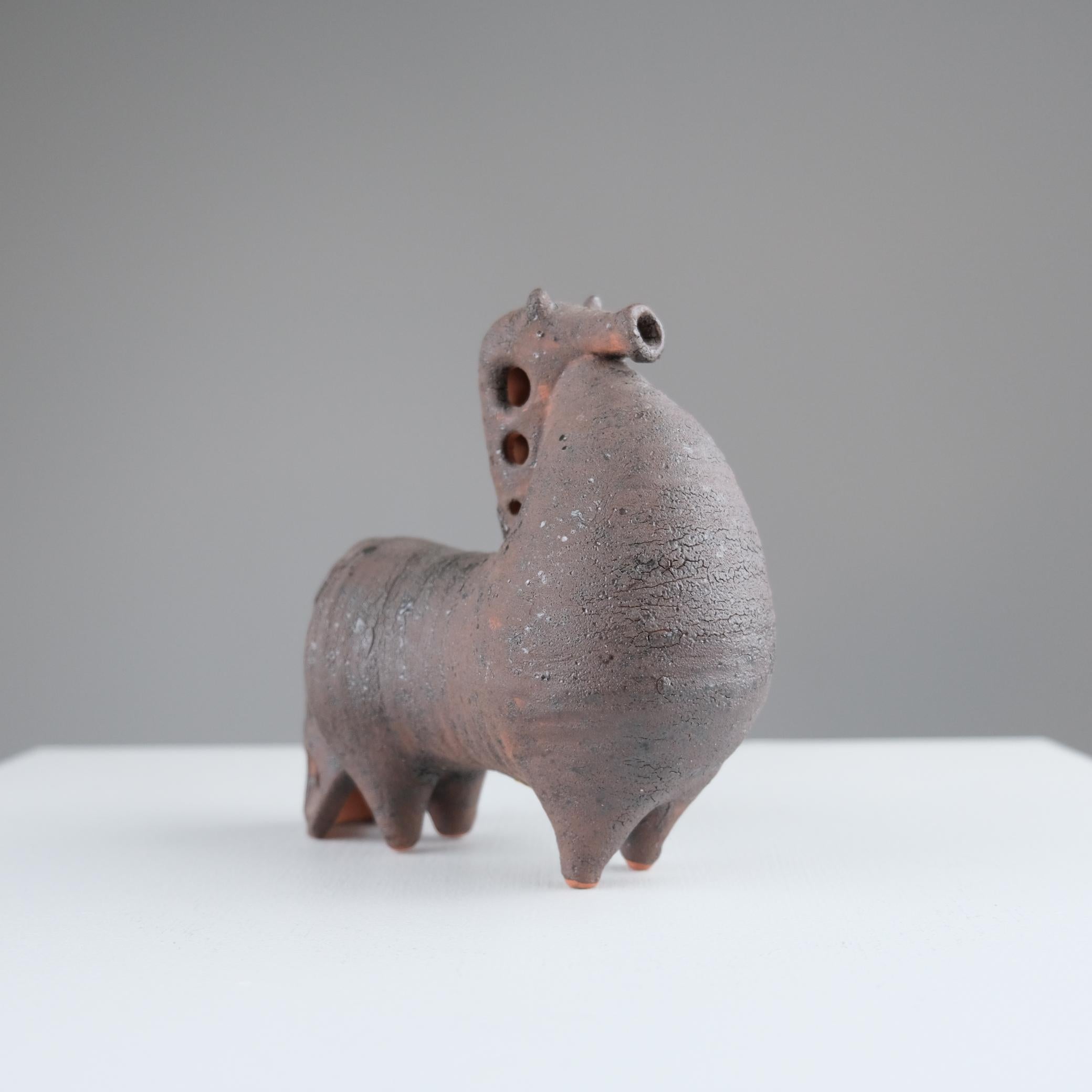 Mid-Century Modern Modernistic Mythical Horse Figurine by Viljo Mäkinen in Red Clay, Finland 1960s For Sale