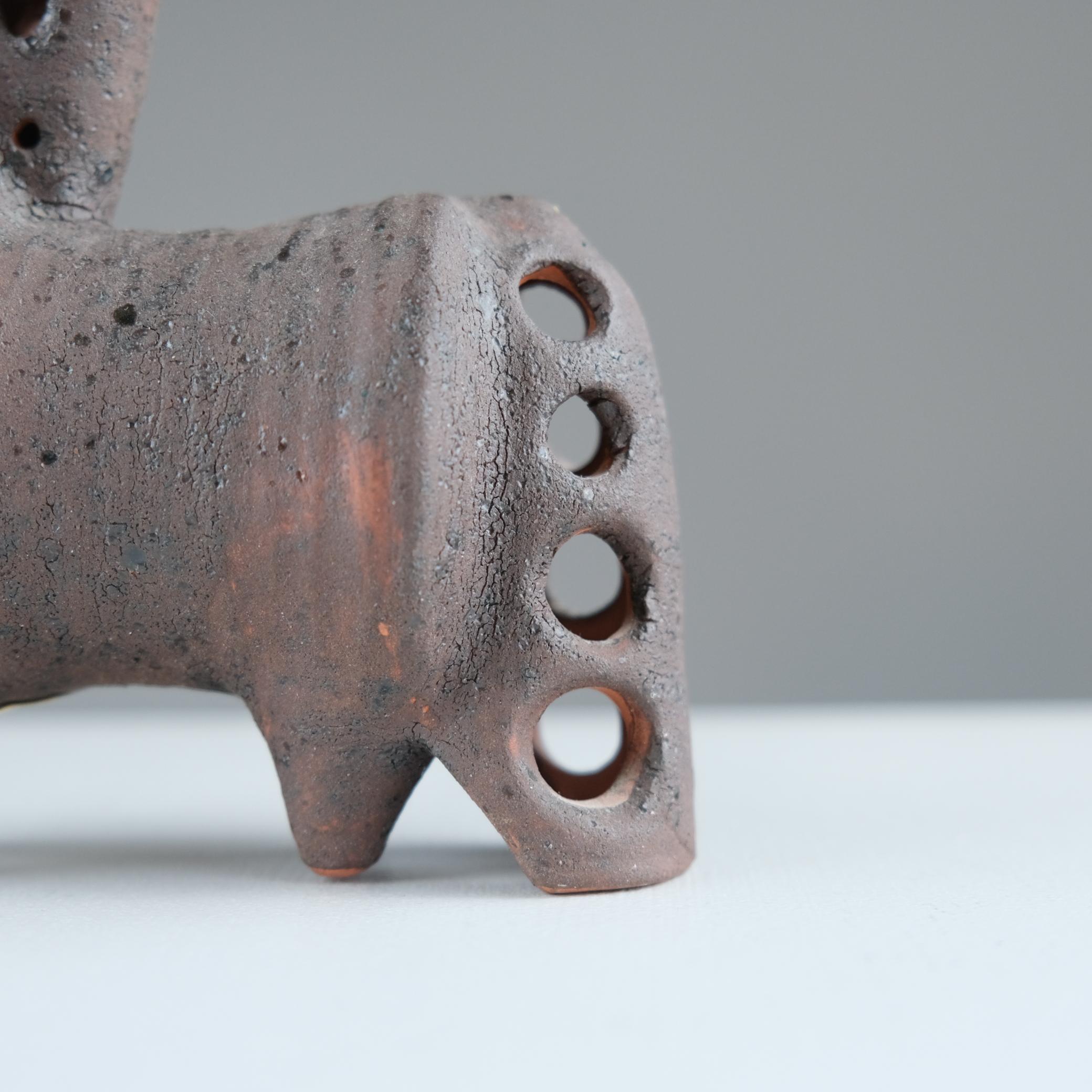 Mid-20th Century Modernistic Mythical Horse Figurine by Viljo Mäkinen in Red Clay, Finland 1960s For Sale