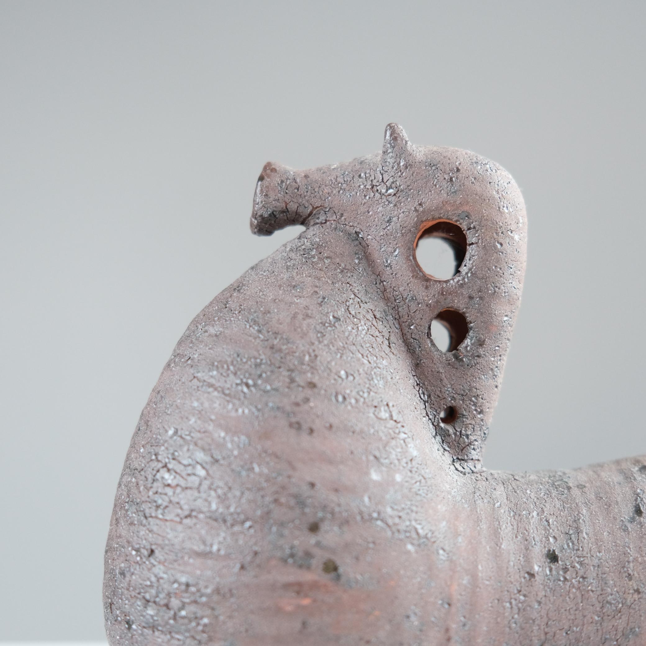 Modernistic Mythical Horse Figurine by Viljo Mäkinen in Red Clay, Finland 1960s For Sale 1