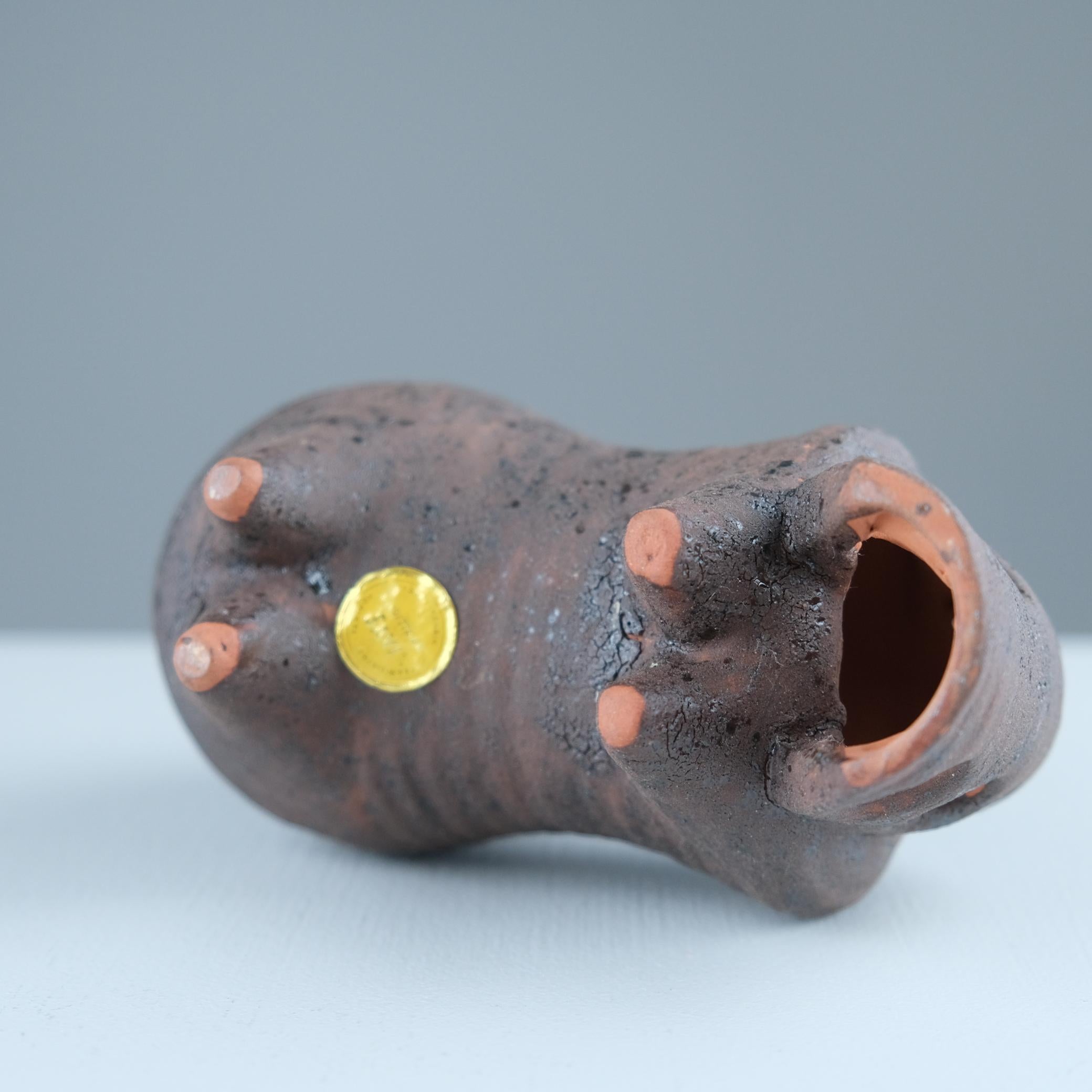 Modernistic Mythical Horse Figurine by Viljo Mäkinen in Red Clay, Finland 1960s For Sale 2