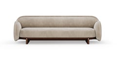 Modernistic Rivaro Sofa with Beige Upholstery And Dark Wood