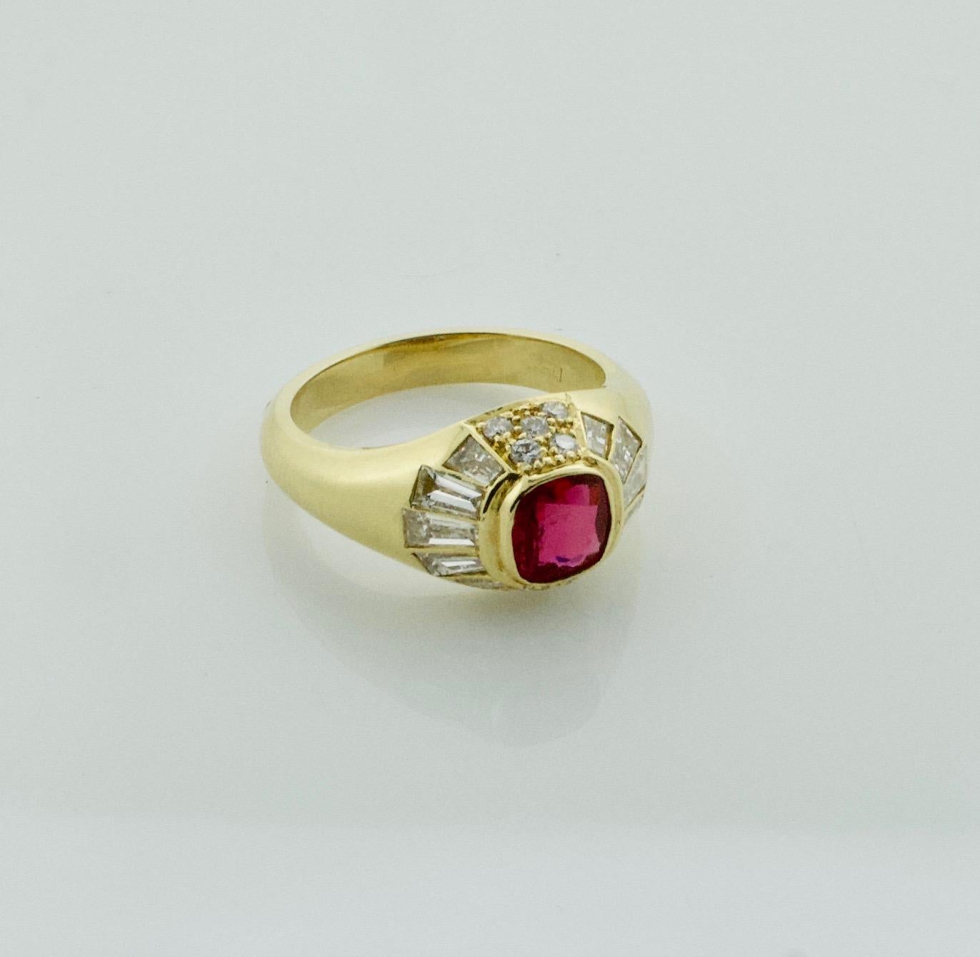 Modernistic Ruby and Diamond Ring in 18k 