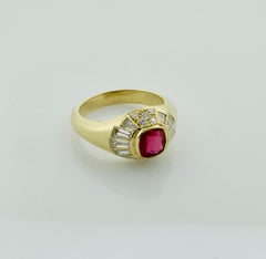 Modernistic Ruby and Diamond Ring in 18 Karat "Terrell and Zimmelman"