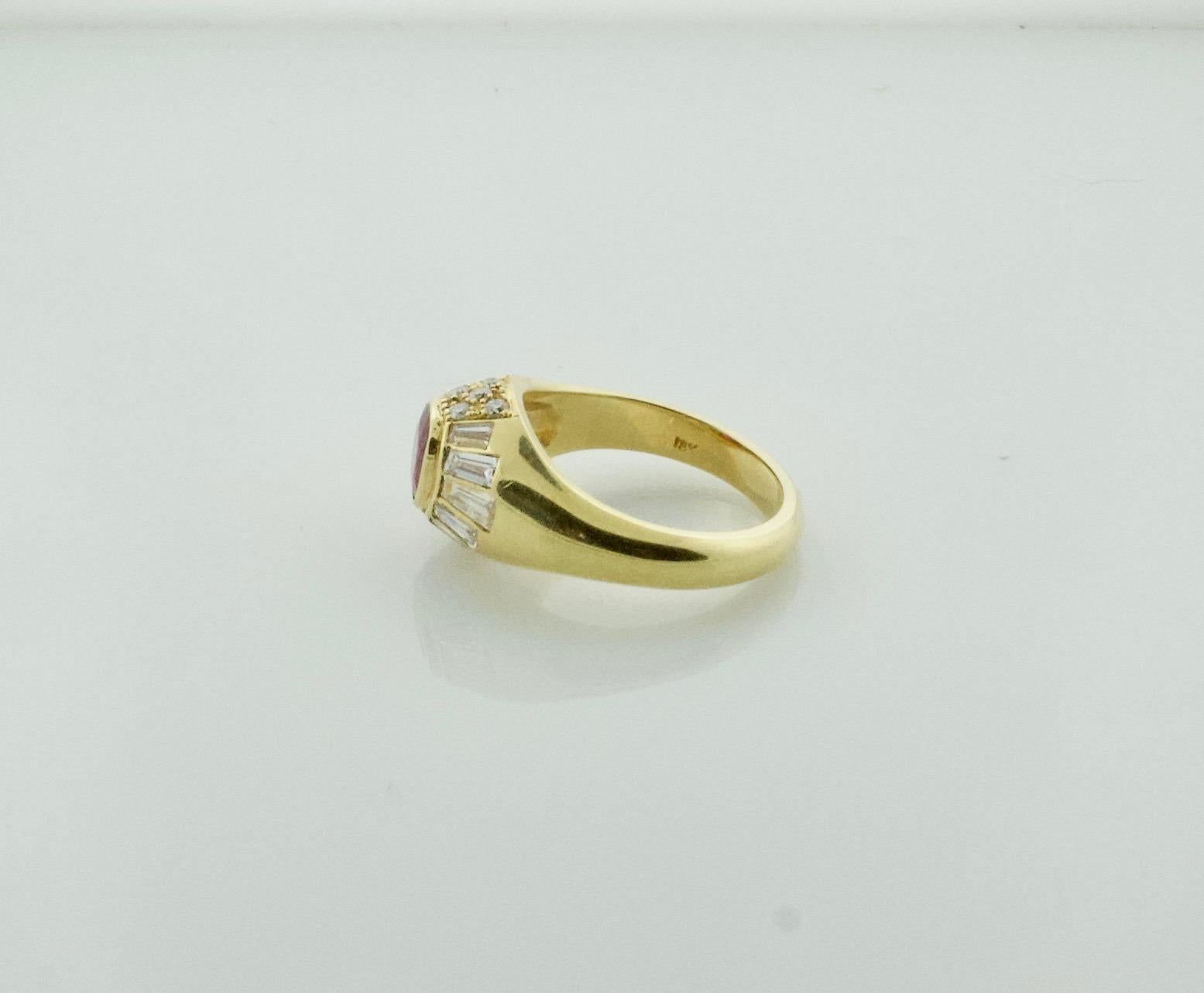 Modernistischer Rubin- und Diamantring aus 18 Karat 