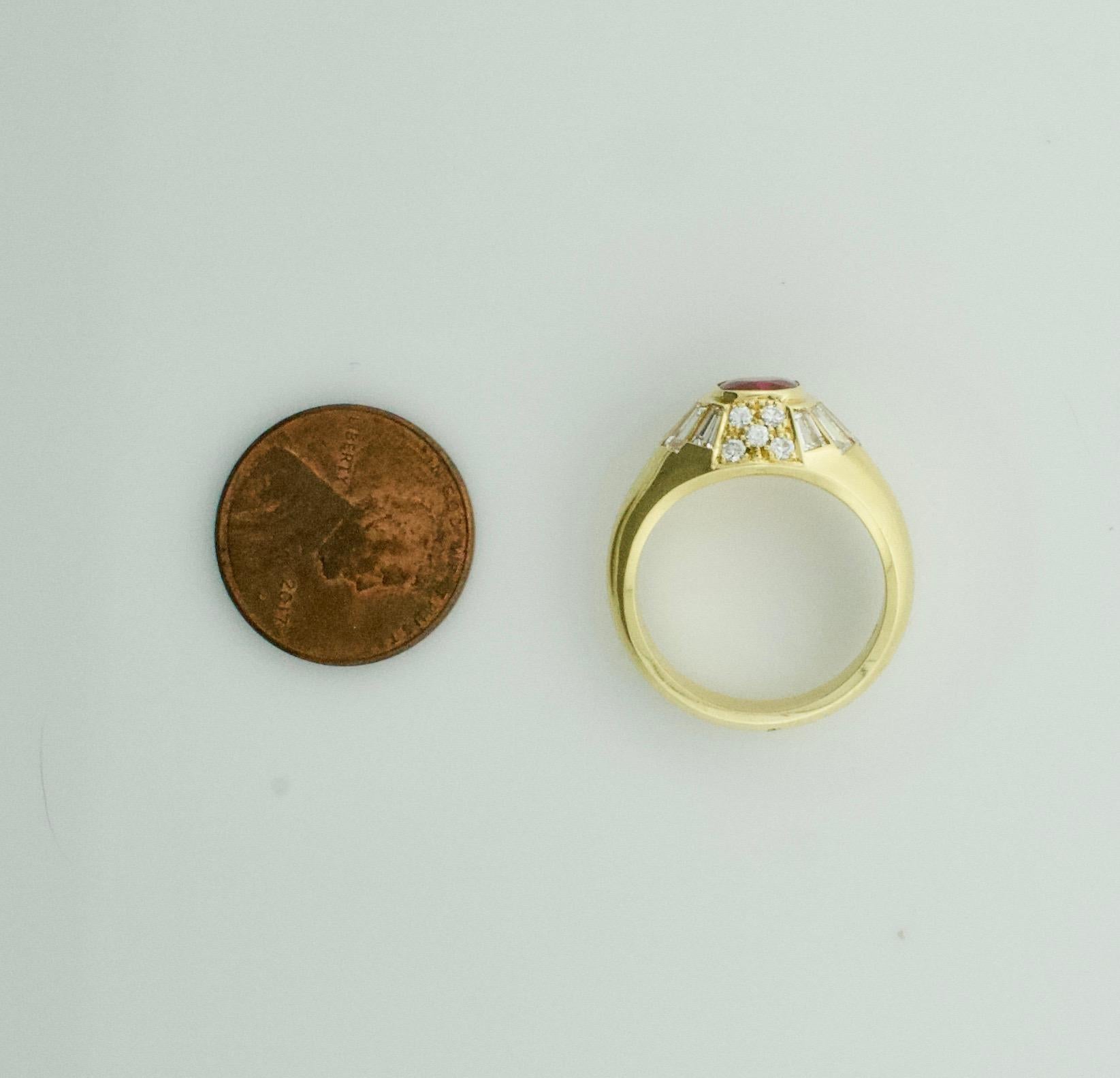 Women's or Men's Modernistic Ruby and Diamond Ring in 18 Karat 