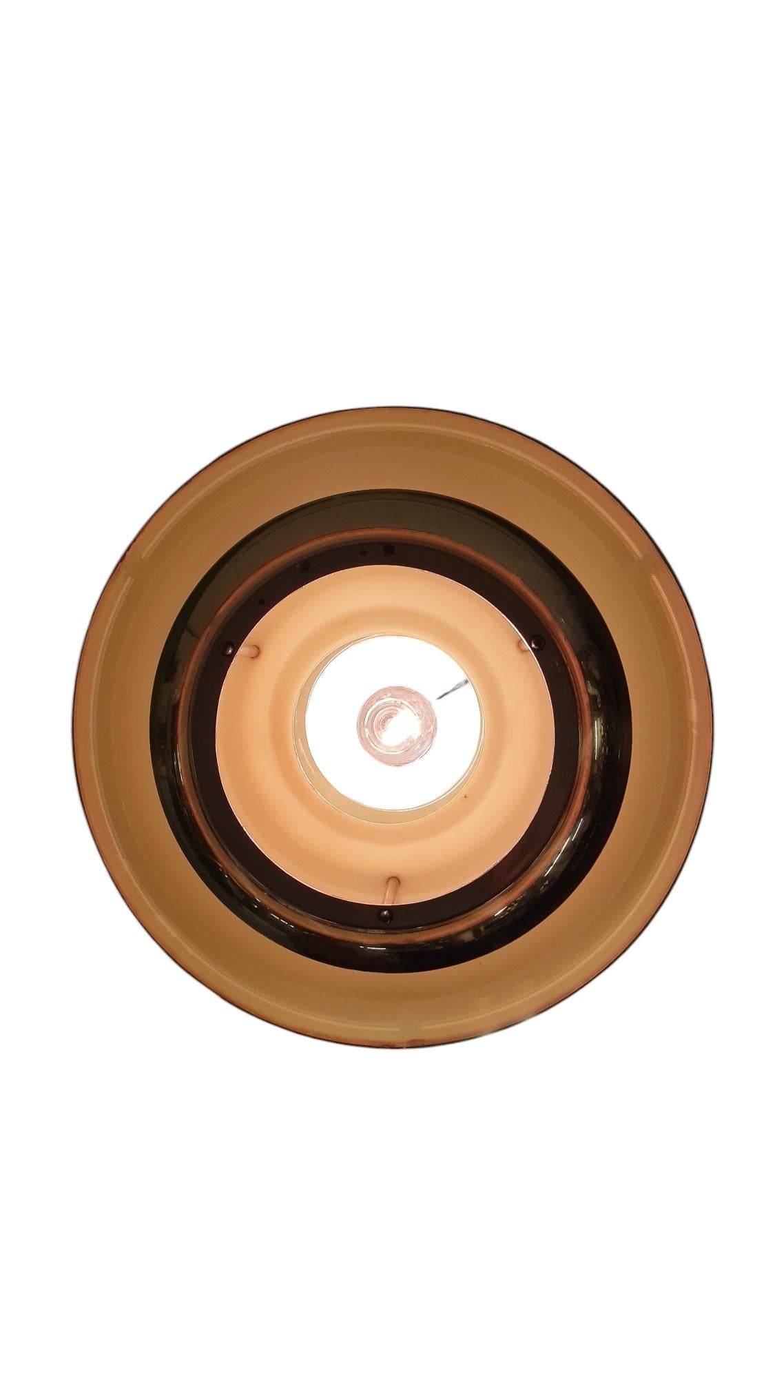 Modernistic Slatted Kai Ruokonen Ceiling Pendant in Brass and Beige, Lynx 1970s 4