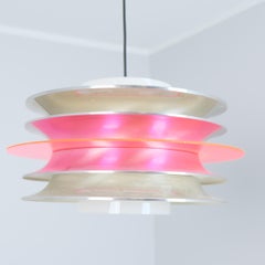 Plafonnier moderniste Kai Ruokonen en argent et rouge, Lynx 1970