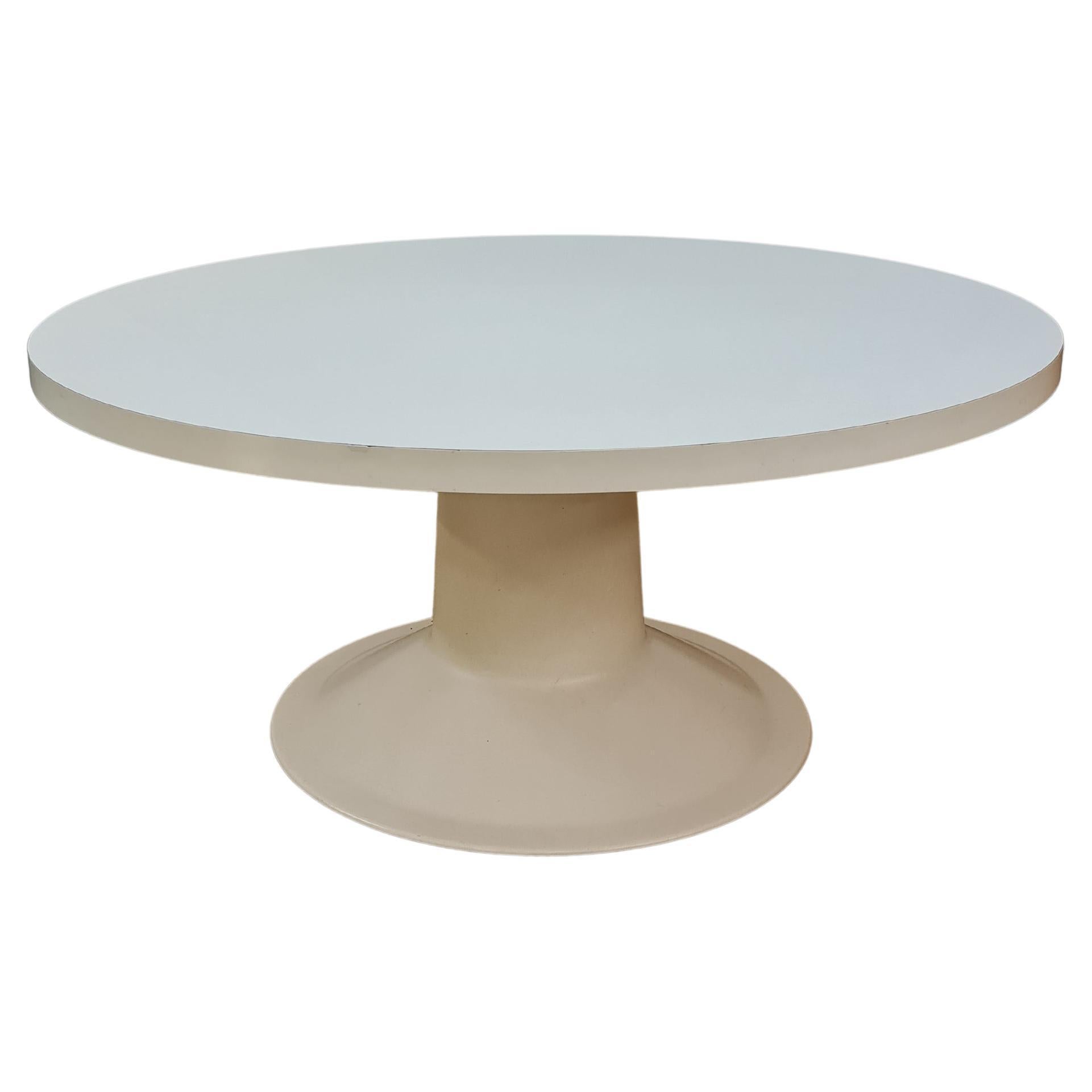 Modernistic Yrjö Kukkapuro Saturnus Low Table in White, Haimi 1970s For Sale