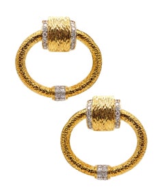 MODERNISTS 1970 Door Knockers Earrings In 18Kt Gold With 2.84 Ctw Diamonds